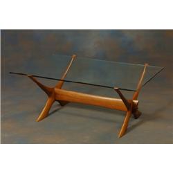  Coffe table, mahogany frame with glasstopp