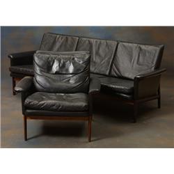  Sofa (L 205, H 76), leather and  palisander