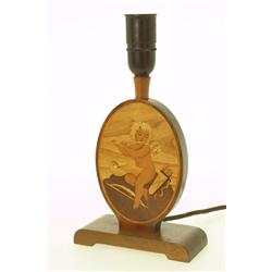  Table lamp with cupis, wood, Mjölby intarsia