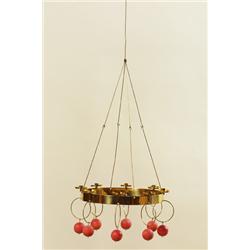  Candle fitting, brass/wood, Raija Aarikka