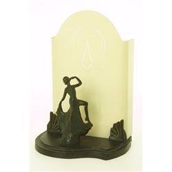  Table lamp, brass/glass, art deco