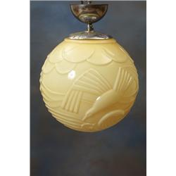  Pendant with blue bird, relif, glass, 1920-tal