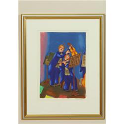  Colour-lithography, Lennart Jirlow, ”Musicans”