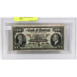 1938 BANK OF MONTREAL $20 DOLLAR BILL