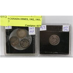 LOT OF 4 CANADA DIMES, 1902, 1903, 1909, 1917