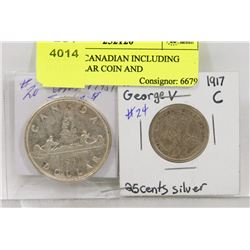LOT OF 2 CANADIAN INCLUDING 1951 DOLLAR COIN AND
