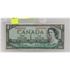 Image 1 : 1954 CANADIAN $1 BILL,