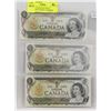 Image 1 : LOT OF 3 CANADA $1 BILLS SEQUENTIAL SERIAL NUMBERS