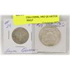 Image 1 : LOT OF 2 USA COINS, 1902 QUARTER AND 1961 HALF