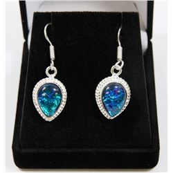 #134-AUSTRALIAN TRIPLE OPAL GEMSTONE EARRINGS