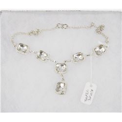 #154- WHITE TOPAZ GEMSTONE NECKLACE