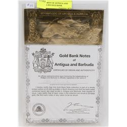 GOVERNMENT OF ANTIGUA AND BARBUDA $30 GOLD BANK