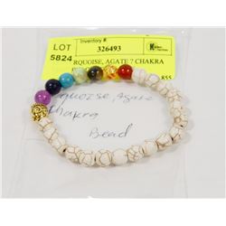 #83-TURQUOISE, AGATE 7 CHAKRA BEAD BRACELET