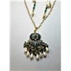 Image 1 : 12)  GREEN ENAMEL, CLEAR CRYSTAL & PEARL