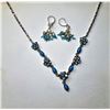 Image 1 : 4)  BLUE FLOWER CRYSTAL NECKLACE &
