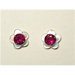91) 10K RUBY MOTHER OF PEARL JACKET EARRINGS