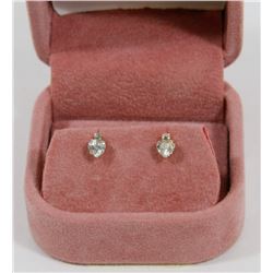 22) 10K YELLOW GOLD AQUAMARINE & CZ EARRINGS