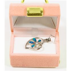 83) STERLING SILVER OPALITE & CZ PENDANT