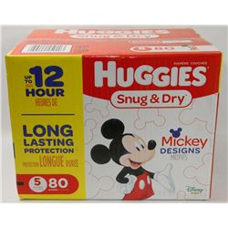 CASE OF 80 HUGGIES SNUG & DRY DIAPERS