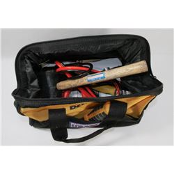 DEWALT BAG WITH CONTENTS INCLUDING BOOSTER CABLES