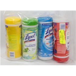 4 PACKS OF ASSORTED LYSOL DISINFECTANT WIPES