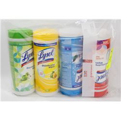 4 PACKS OF ASSORTED LYSOL DISINFECTANT WIPES