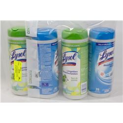 4 PACKS OF ASSORTED LYSOL DISINFECTANT WIPES