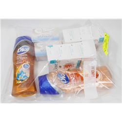 BAG OF ASSORTED BARS OF SOAP AND BODY WASH