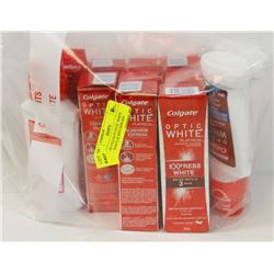 BAG OF COLGATE OPTIC WHITE TOOTHPASTE & MOUTHWASH
