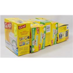 6 BOXES OF ASSORTED GLAD BAGS