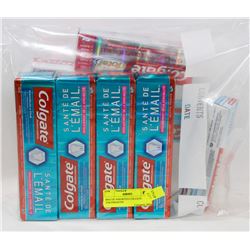 BAG OF ASSORTED COLGATE TOOTHPASTES