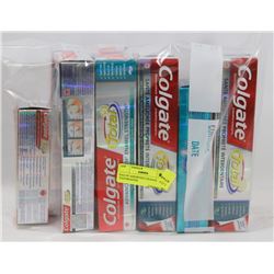 BAG OF ASSORTED COLGATE TOOTHPASTES
