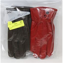 2PK LADIES LEATHER GLOVES SZ LARGE