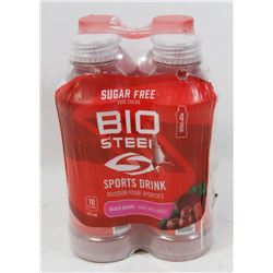 LOT OF 4 BIO STEEL SPORTS DRINK, 473ML EACH