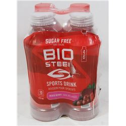 LOT OF 4 BIO STEEL SPORTS DRINK, 473ML EACH