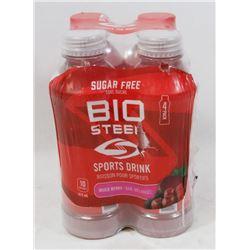 LOT OF 4 BIO STEEL SPORTS DRINK, 473ML EACH
