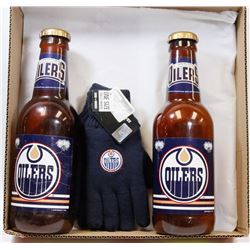 BOX W/2 LARGE OILER'S PIGGY BANK BOTTLES