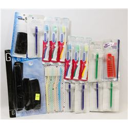 BUNDLE OF TOOTH BRUSHES, COMBS AND MORE