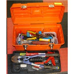 ORANGE TOOL BOX WITH CONTENTS