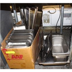 LARGE LOT OF ASSORTED SIZE INSERTS, PANS & LIDS