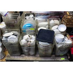 PALLET OF ASSORTED OF DISHWARE & 22 QT FOOD