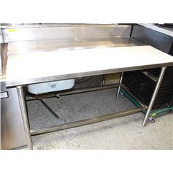 STAINLESS STEEL CUTTING TABLE WITH PLASTIC TOP AND