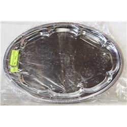 NEW OVAL TRAY 18" PLATED STEEL - LOT OF 4