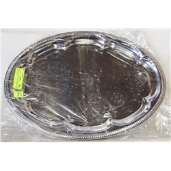 NEW OVAL TRAY 18" PLATED STEEL - LOT OF 4