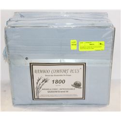 BAMBOO COMFORT PLUS QUEEN  SIZE PALE BLUE 1800