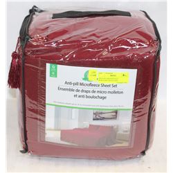 ANTI PILL MICROFLEECE BURGUNDY QUEEN SIZE