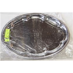 NEW OVAL TRAY 18" PLATED STEEL - LOT OF 4