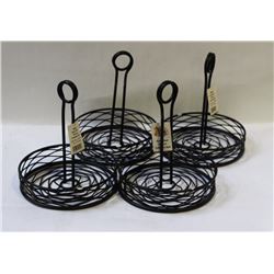 LOT OF 4 NEW ROUND BIRD NEST CONDIMENT RACK
