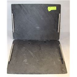 GROUP OF 2 SLATE CHEESE SERVING TRAYS