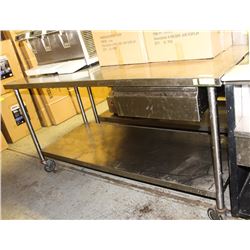 6FT STAINLESS STEEL WORKTABLE ON WHEELS